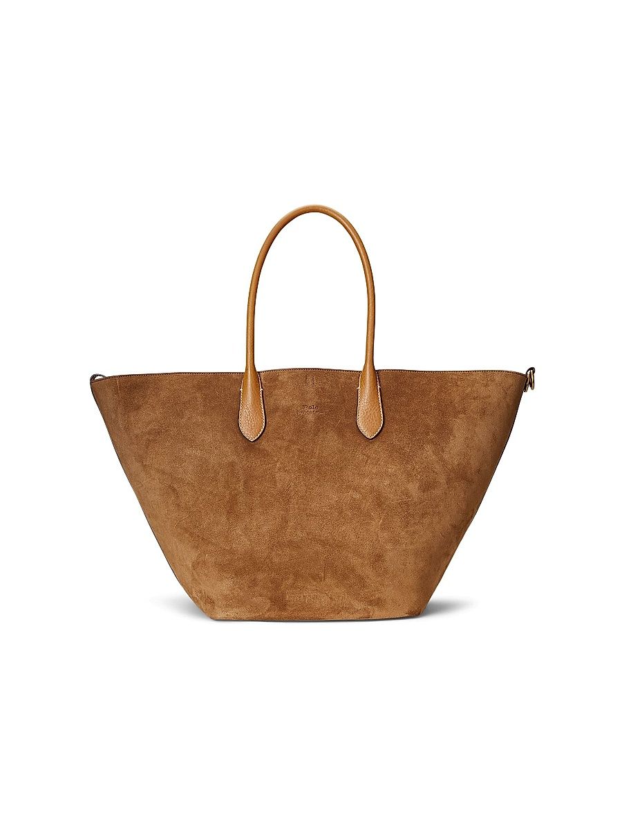 Women's Large Bellport Leather-Trimmed Suede Tote Bag - Cinnamon