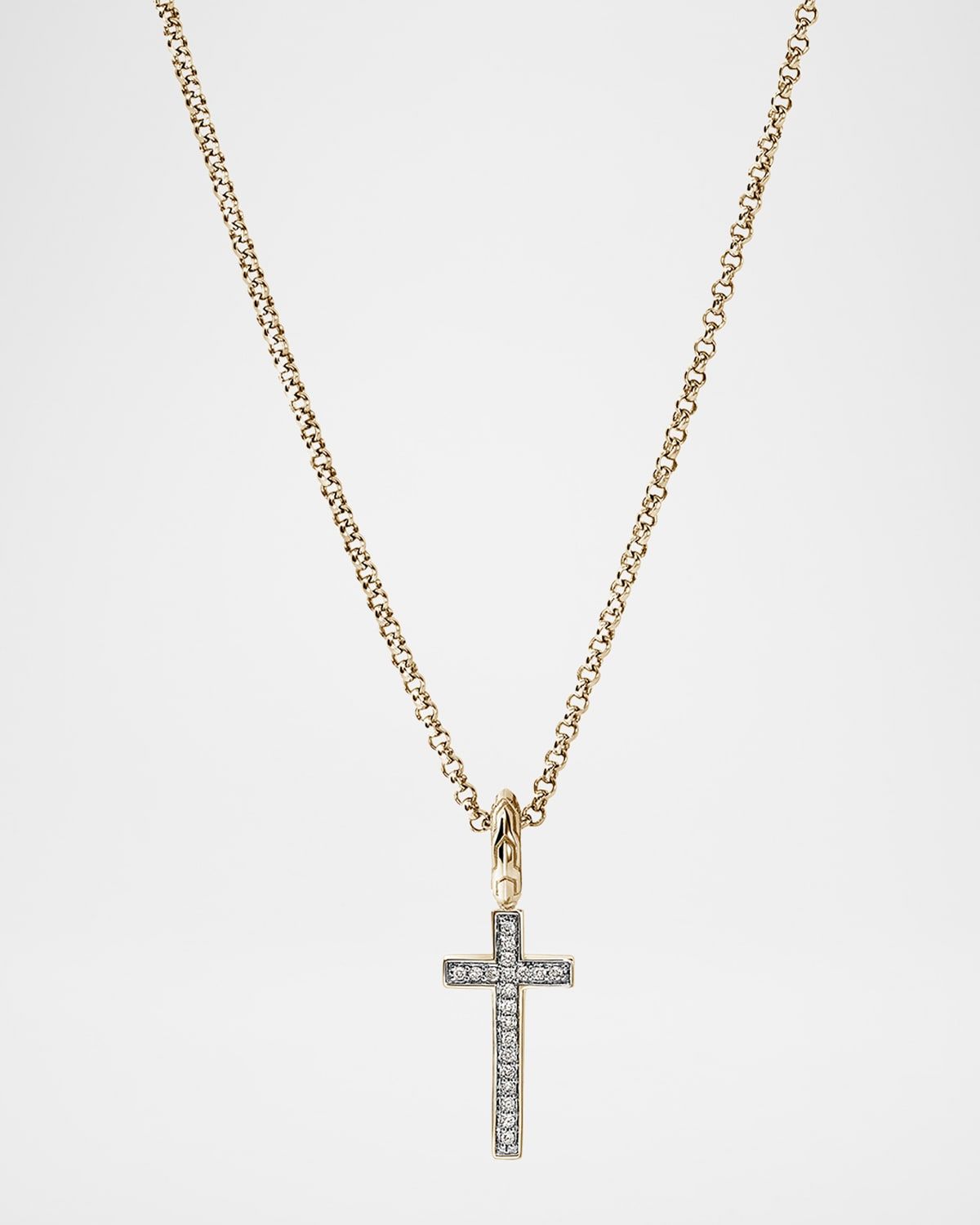 JH Essential 14K Yellow Gold Diamond Cross Necklace, 18"L