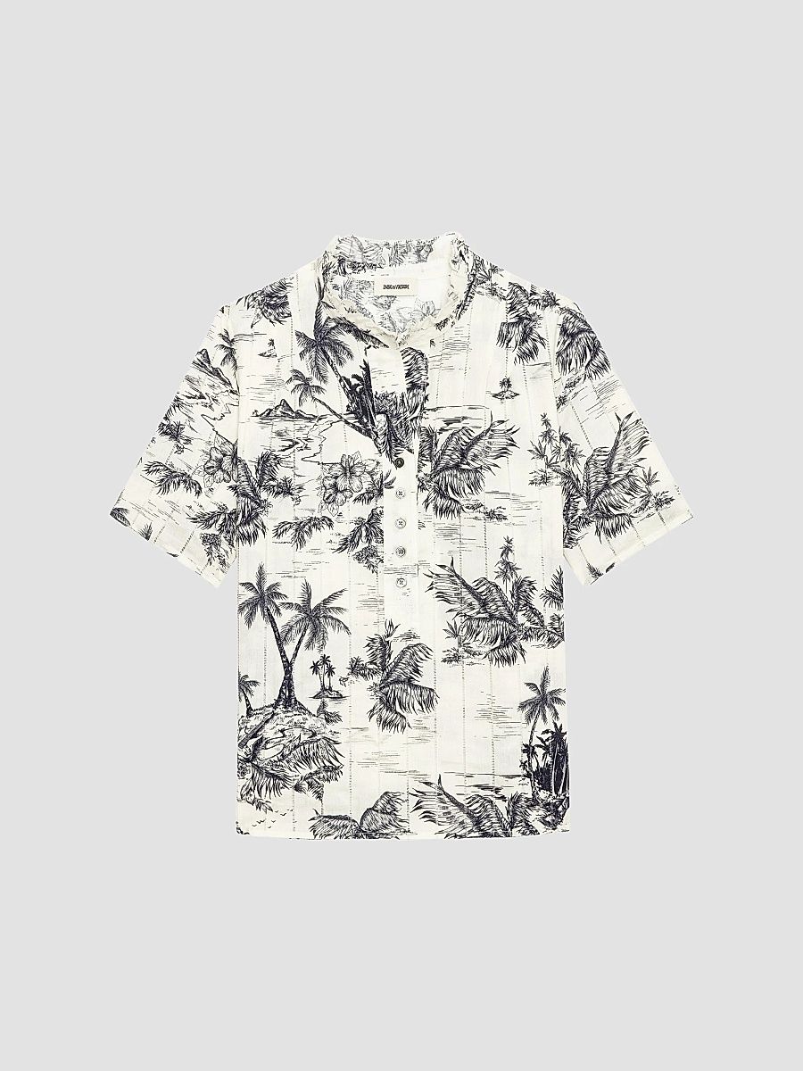 Zadig & Voltaire Women's Topher Tropical Island Short-Sleeve Shirt - Ecru - Size Large