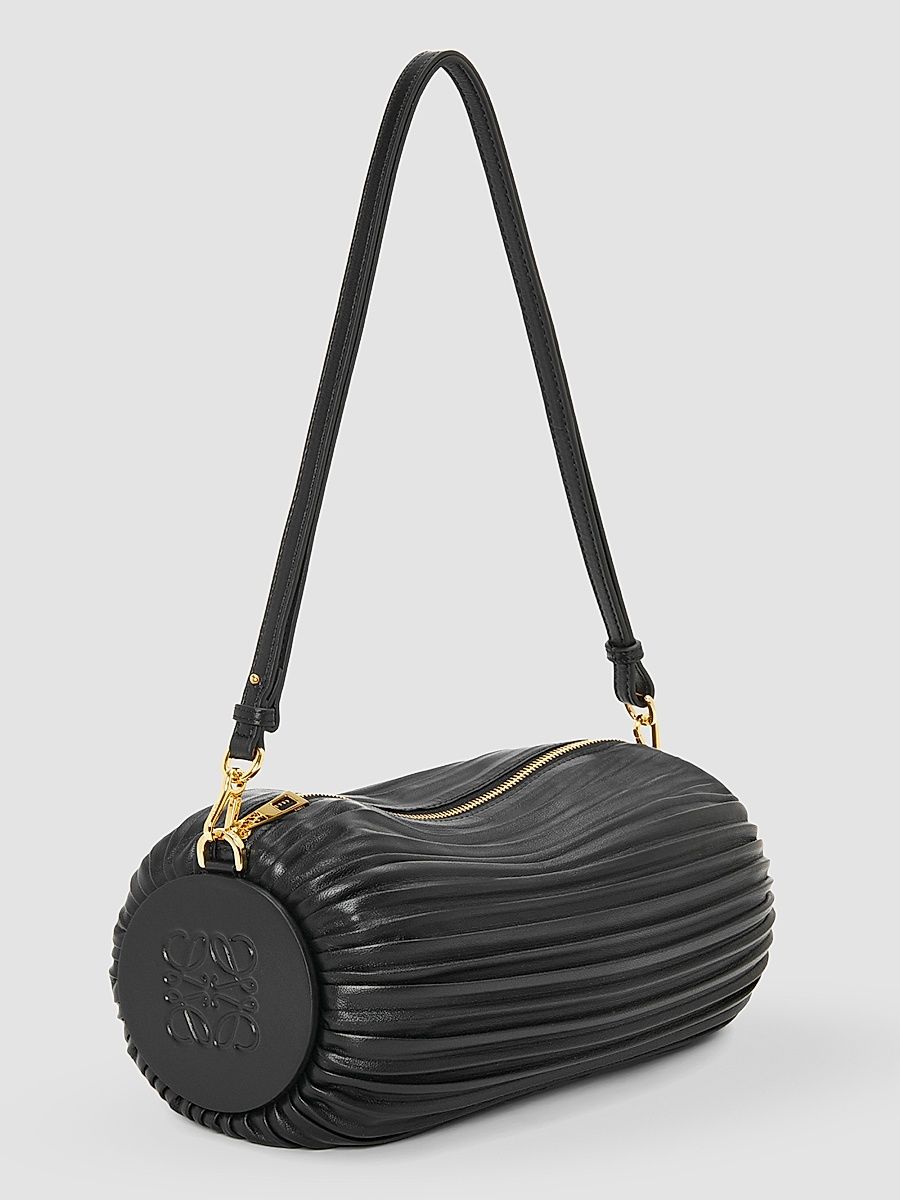 Women's Cylinder Leather Bracelet Pouch - Black