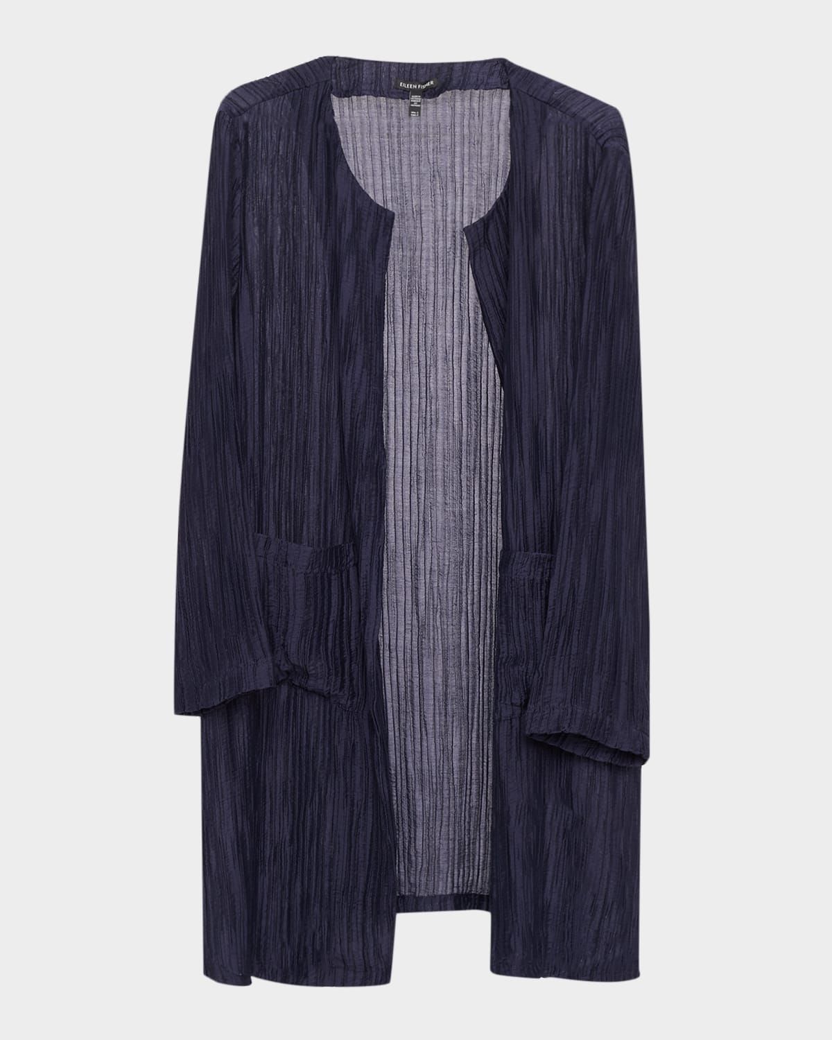 Round-Neck Long-Sleeve Pleated Jacket
