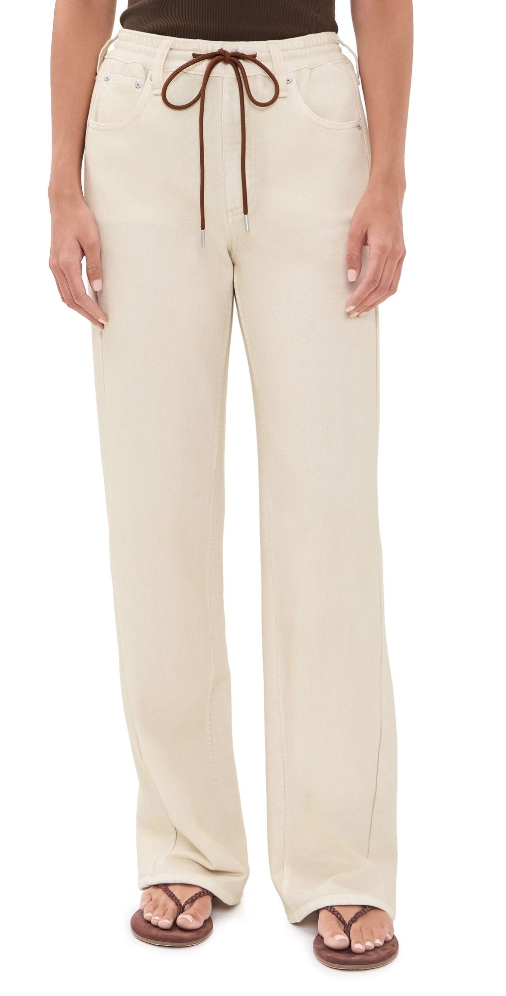 rag & bone Miramar Terry Drawcord Wide Leg Pants Ecru XS