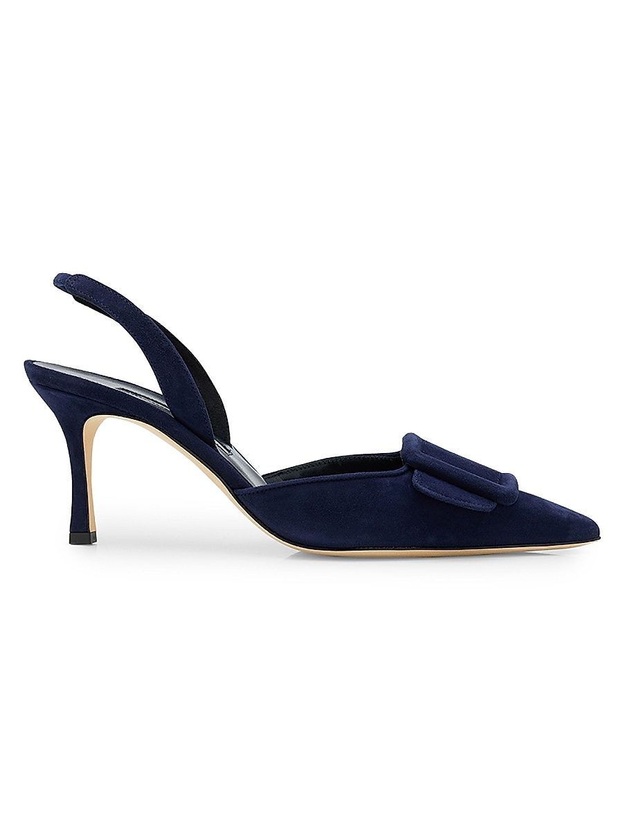 Women's Maysli 70MM Suede Slingback Pumps - Dark Blue - Size 5.5