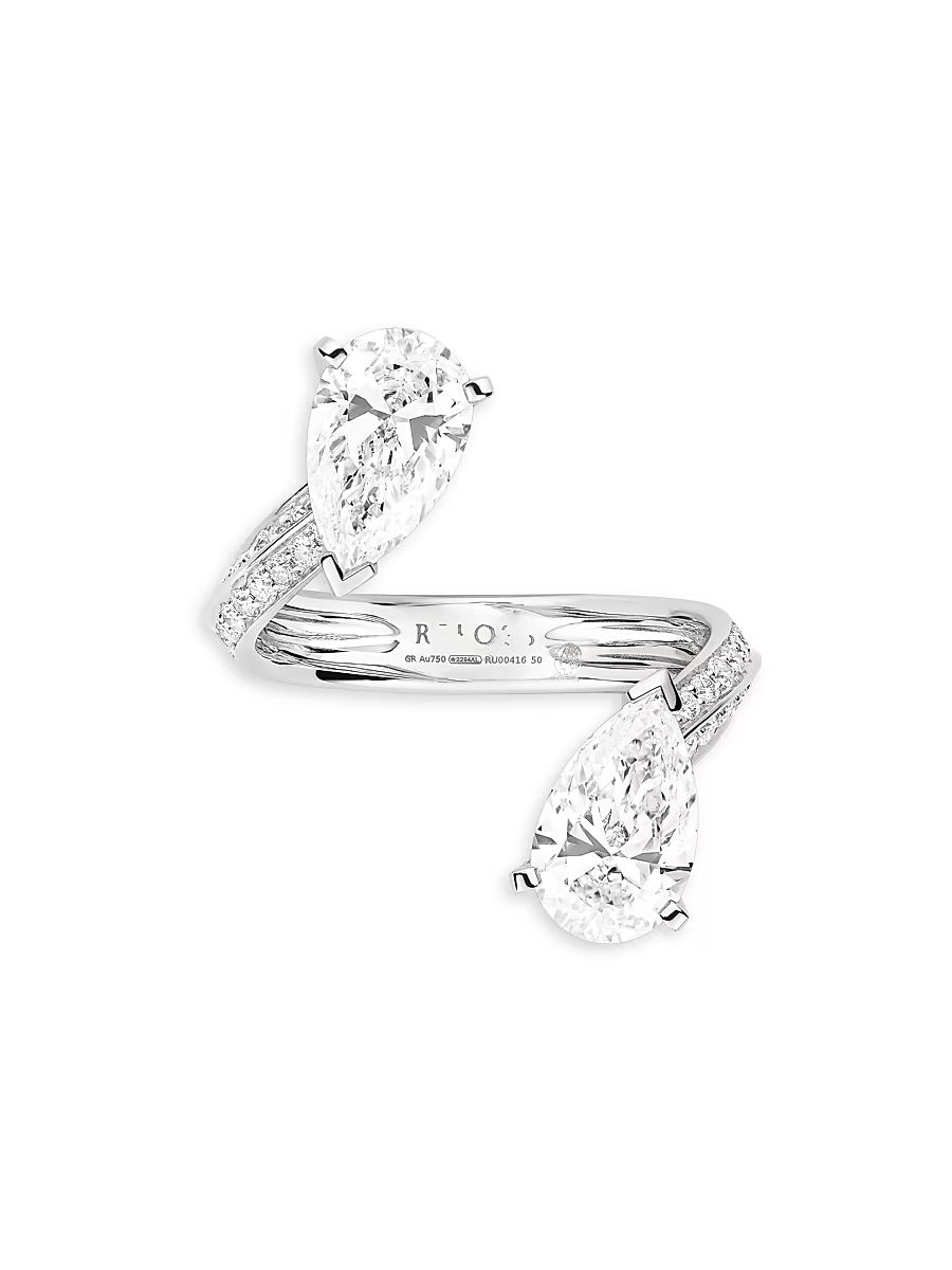 Women's Brevis 18K White Gold & 1.30 TCW Diamond Cuff Ring - White Gold - Size 7.25