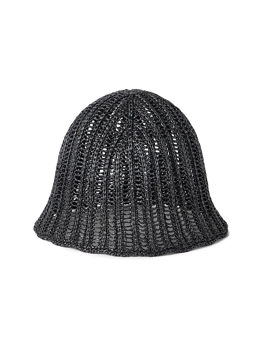 Women's Techno Raffia Bucket Hat - Black - Size XS
