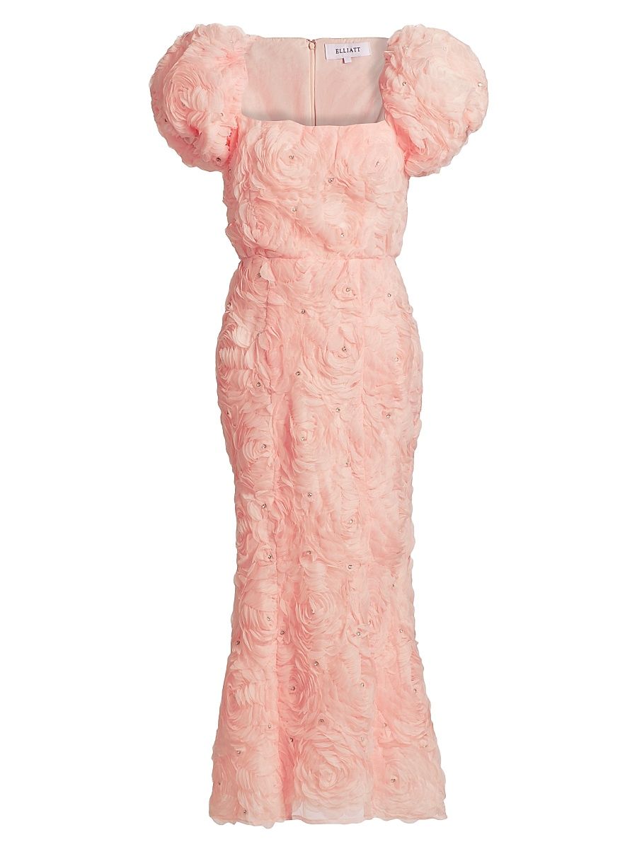 Women's Rosella Floral Cluster Midi-Dress - Ballet Pink - Size Medium