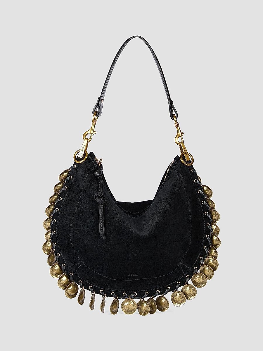 Isabel Marant Women's Oskan Soft Suede Zip Shoulder Bag - Black
