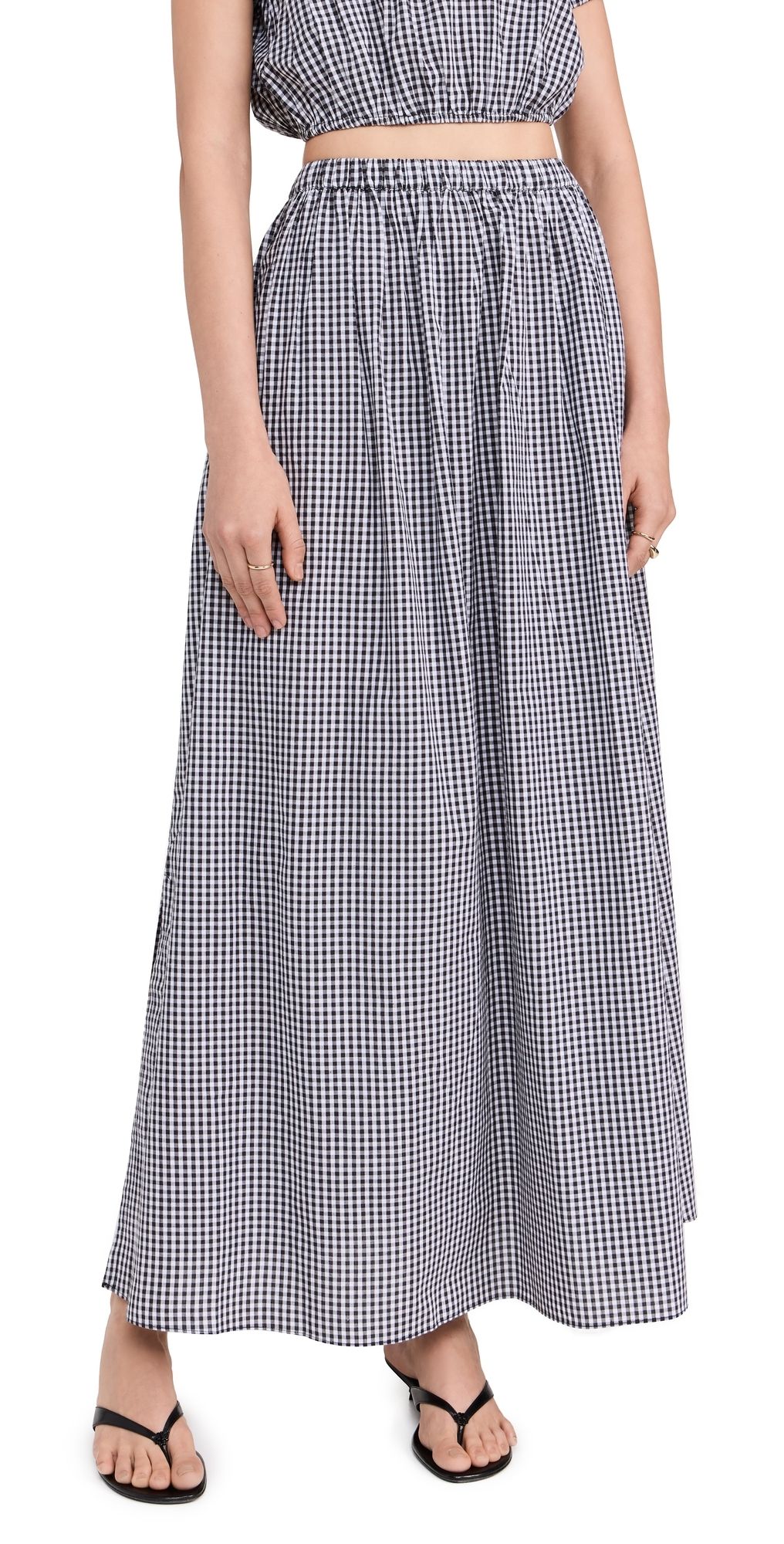 Playa Lucila Maxi Skirt Black Gingham S