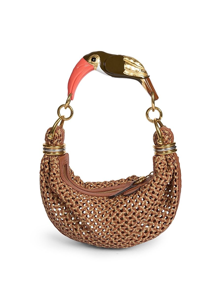 Women's Braided Leather Bracelet Shoulder Bag - Boyish Brown