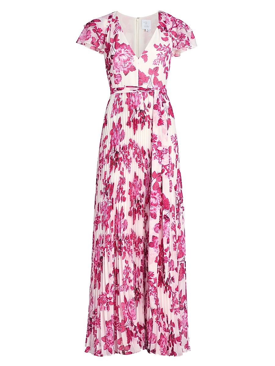 Women's Kate Floral Wrap Maxi Dress - Pink Toile - Size XXL