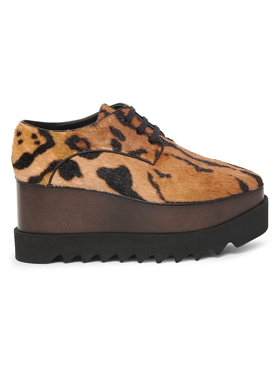 Women's Elyse 80MM Ocelot-Print Velvet Wedge Lace-Up Shoes - Ocelot - Size 6