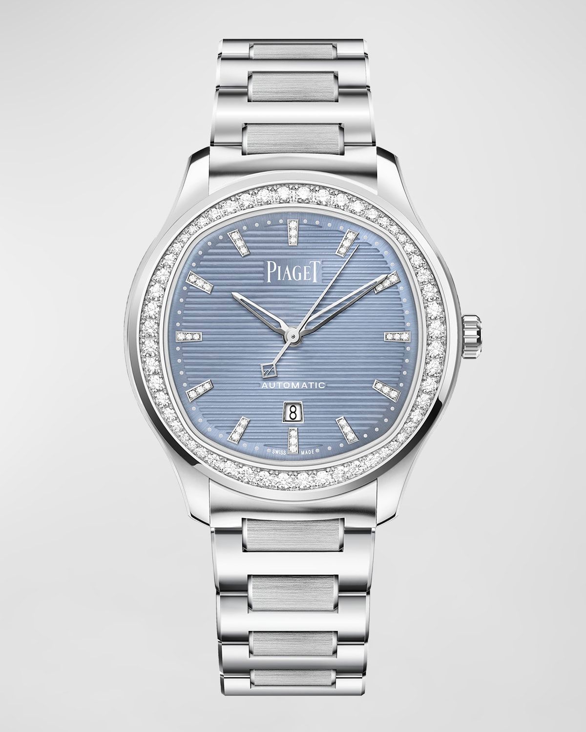 Polo 36mm Stainless Steel Blue Dial Diamond Watch