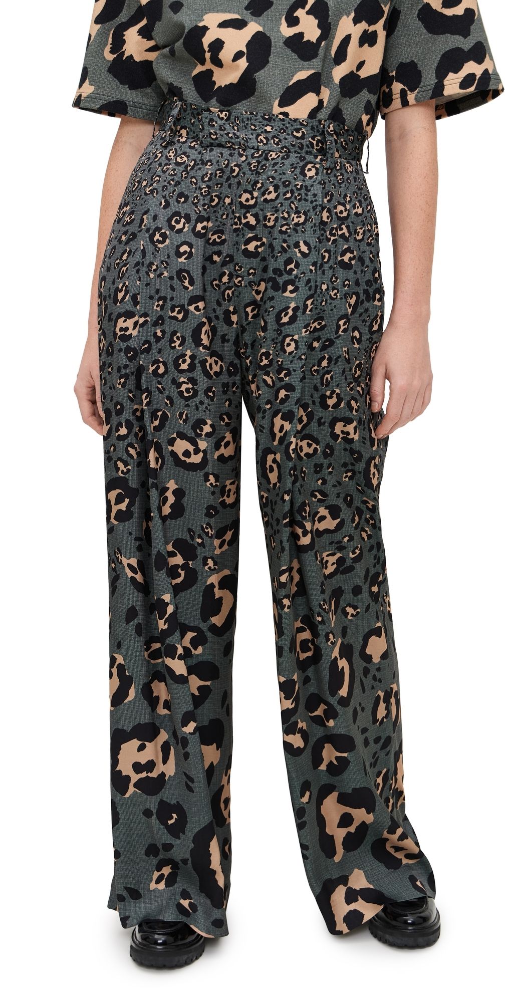 A Potts Wide Leg Trousers Pop Leopard M