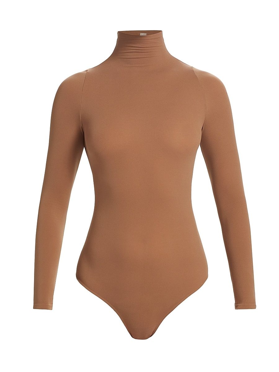 Women's Ballet Mockneck Long-Sleeve Bodysuit - Cocoa