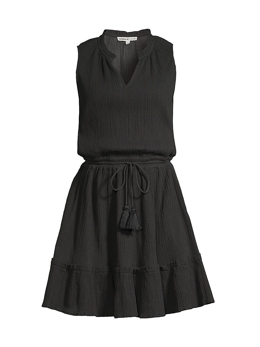 Women's Beth Drawstring Minidress - Black - Size Medium