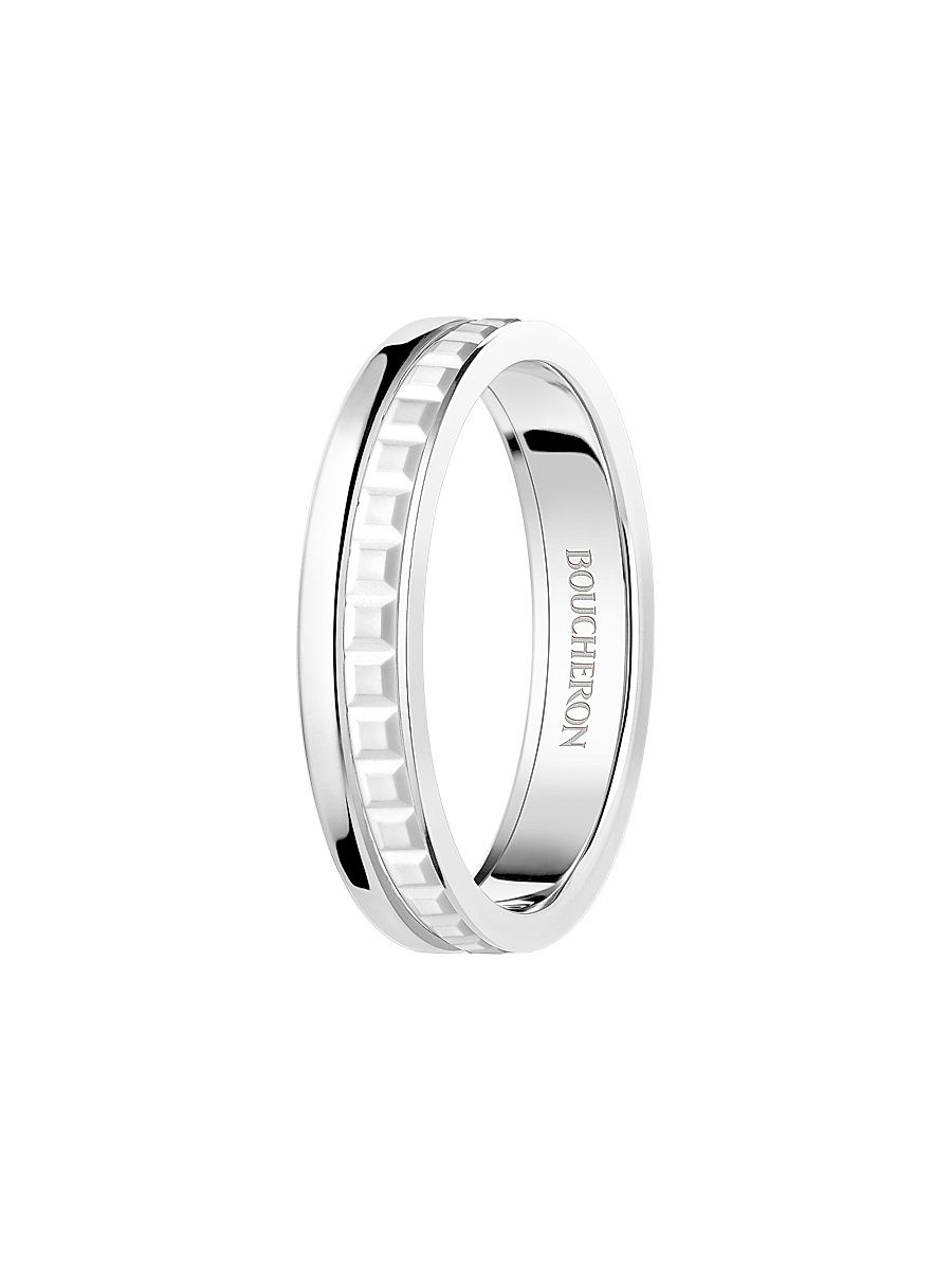 Women's Quatre Double White Edition 18K White Gold & PVD Wedding Band - White Gold - Size 6.75