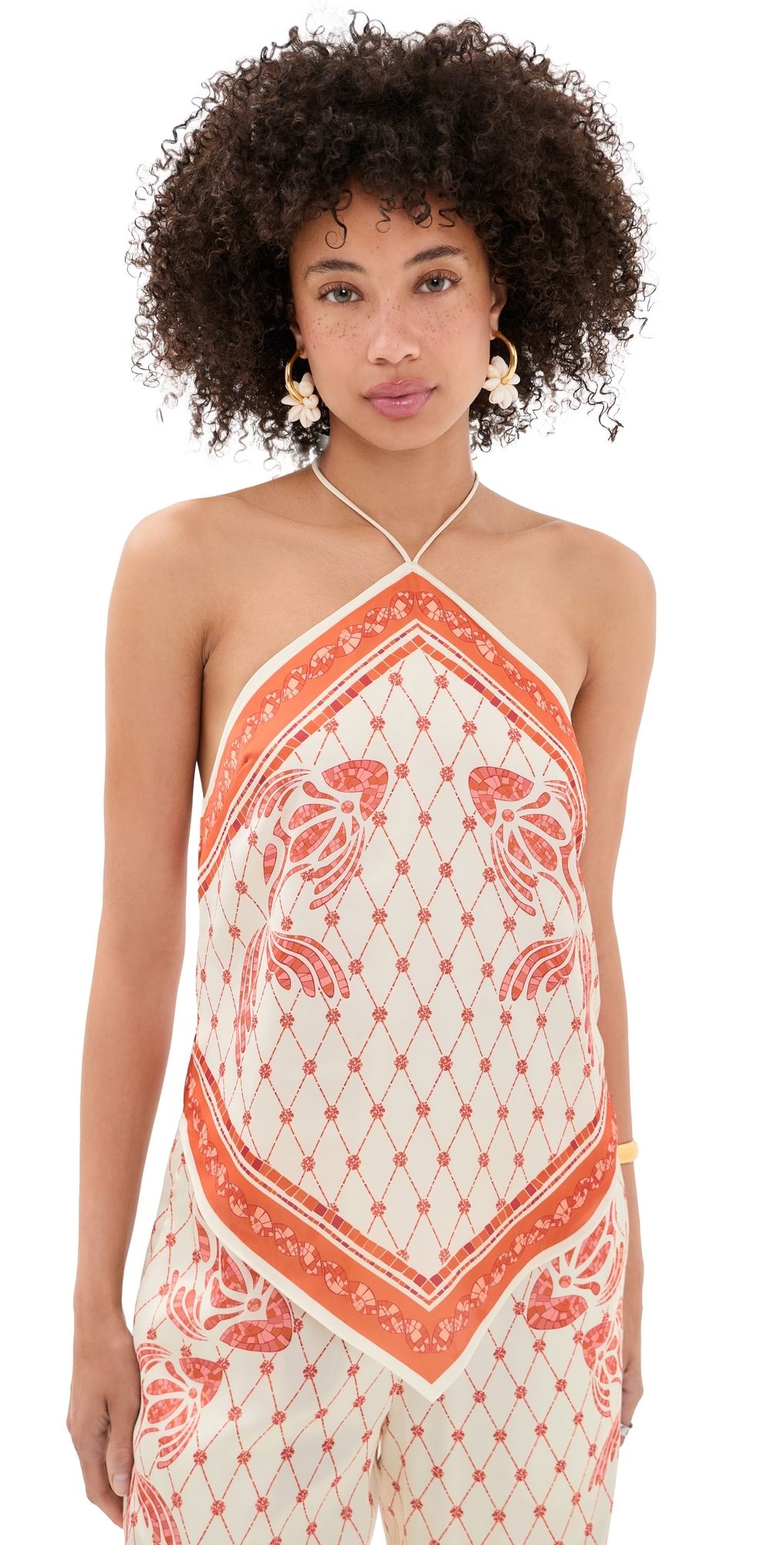 Shani Shemer Jessie Top Orange Mosaic Print XS
