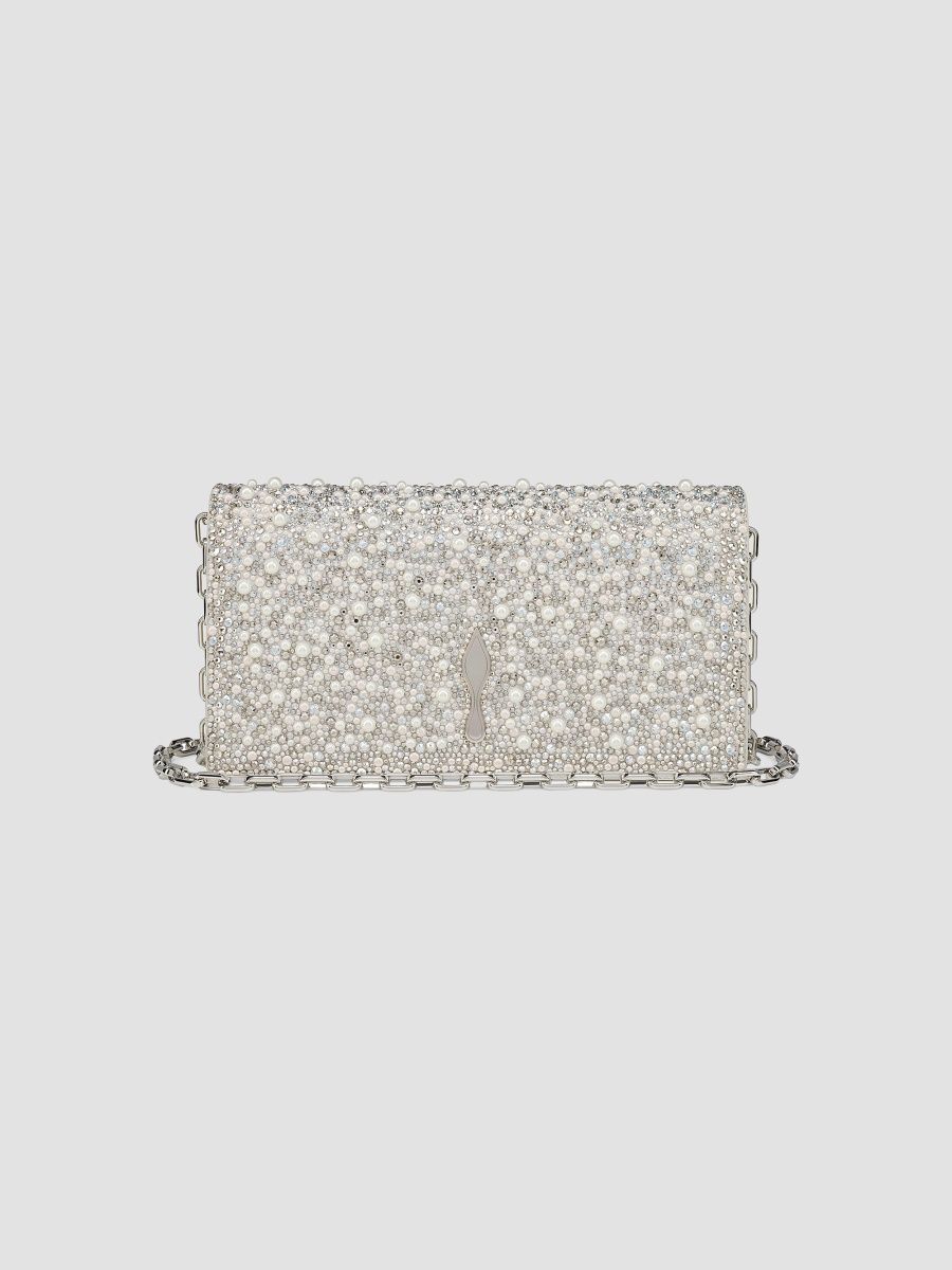 Christian Louboutin Women's Bettina Suede Strass and Pearls Clutch - Silver