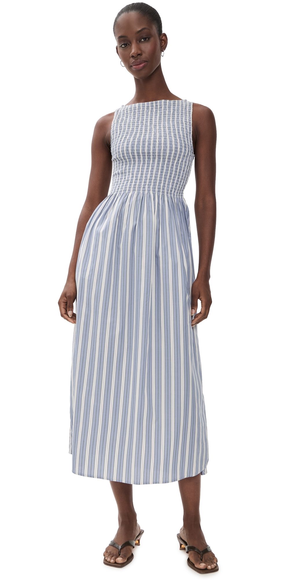 Hill House Home The Cosima Nap Dress Anne Stripe/Dusty Blue XXXL