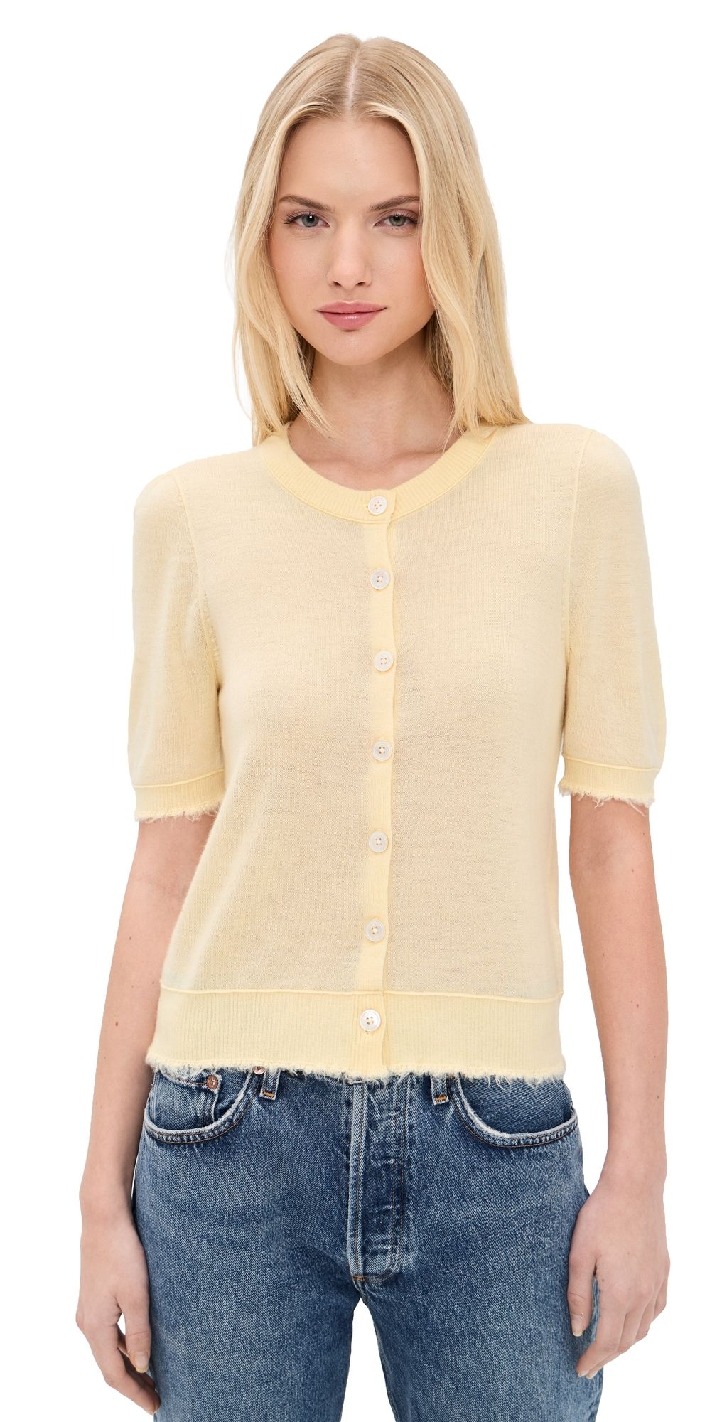 RE/DONE The Drift Cashmere Cardigan Shortbread XS