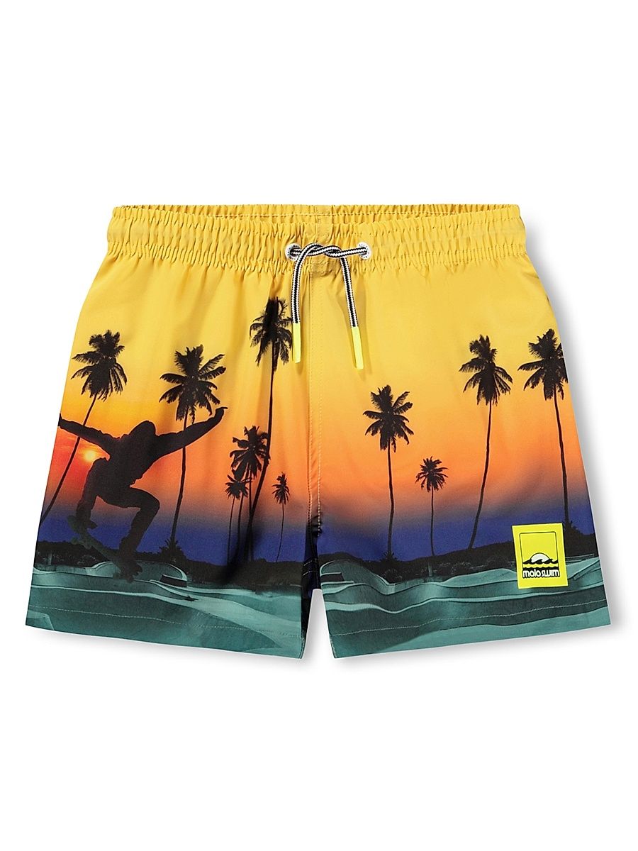 Little Boy's & Boy's Skateboard Print Swim Shorts - Sunset Skate - Size 9