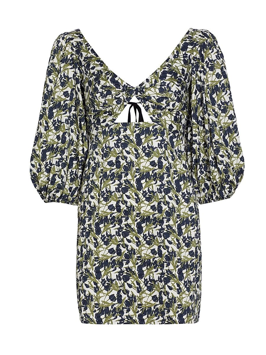 Women's MICHELLE SMITH x Saks Bella Twist Balloon-Sleeve Minidress - Navy - Size Medium