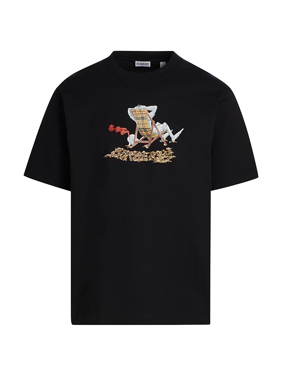 Men's Beach Knight Cotton T-Shirt - Black - Size XXL