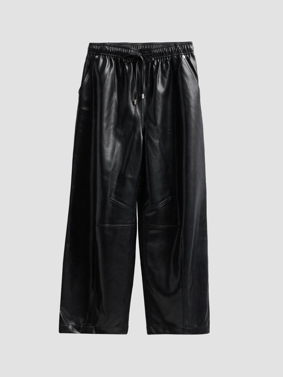Women's Brooks Faux-Leather Crop Pants - Black - Size XXS