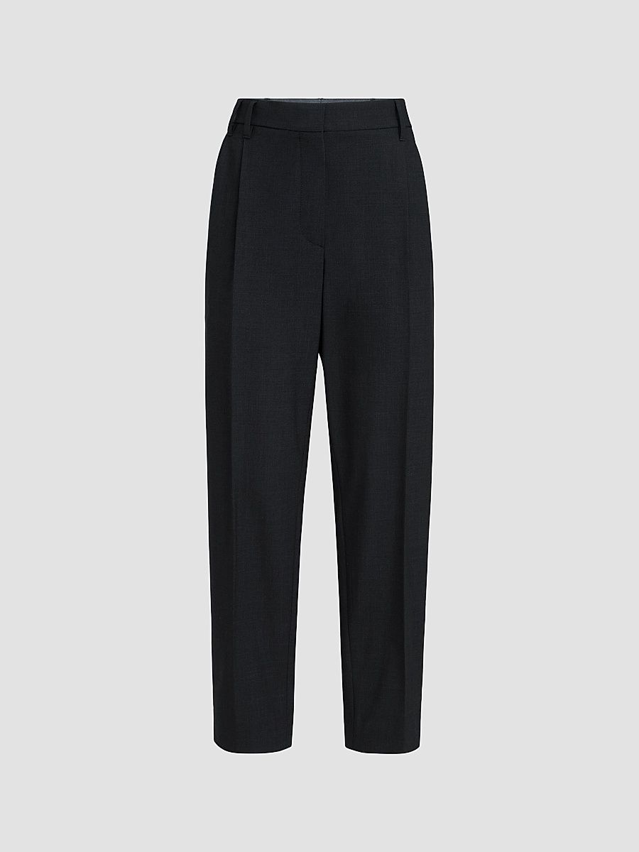 Women's Tropical Luxury Wool Slouchy Trousers - Lignite Grey - Size 00