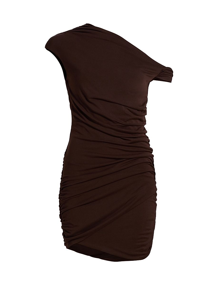 Women's Ceres Ruched Jersey Minidress - Chocolate - Size 14