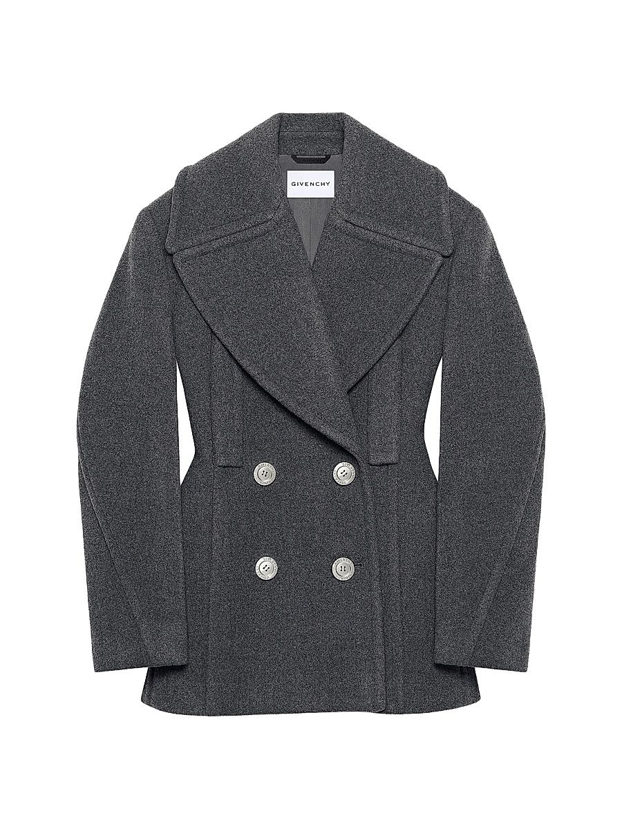 Women's Pea Coat in Wool - Slate Blend - Size 2