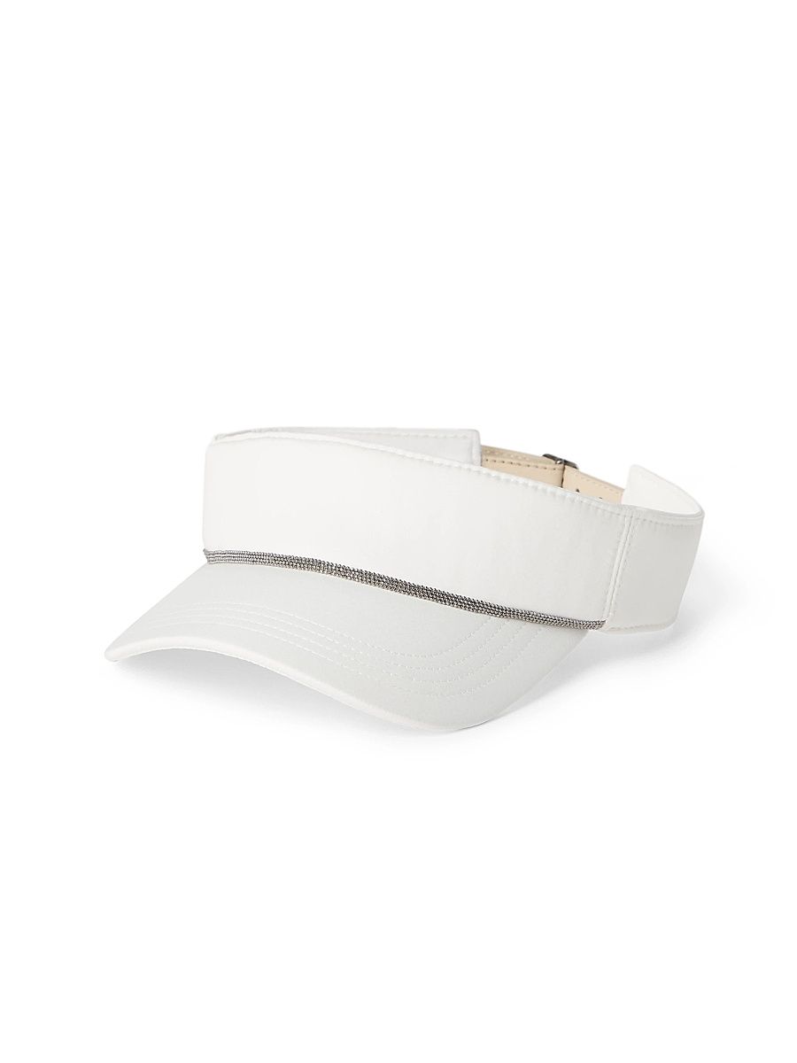 Women's Nylon Visor with Shiny Band - White - Size XL