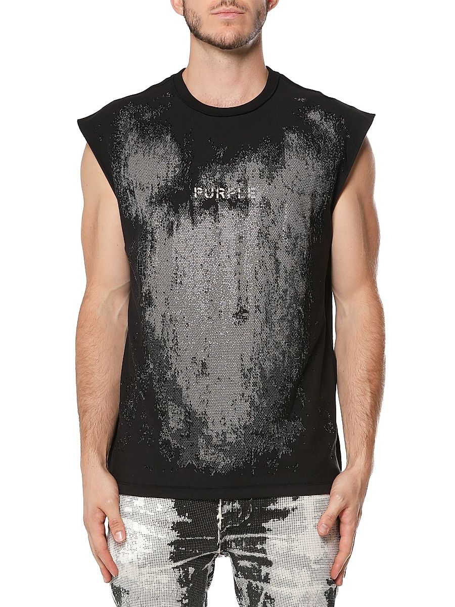 Men's Logo Abstract Cotton Crewneck T-Shirt - Black - Size XXL