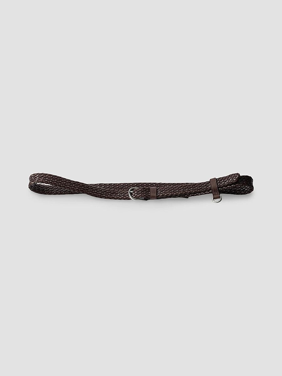 Prada Men's Narrow Braided Leather Belt - Brown - Size 38