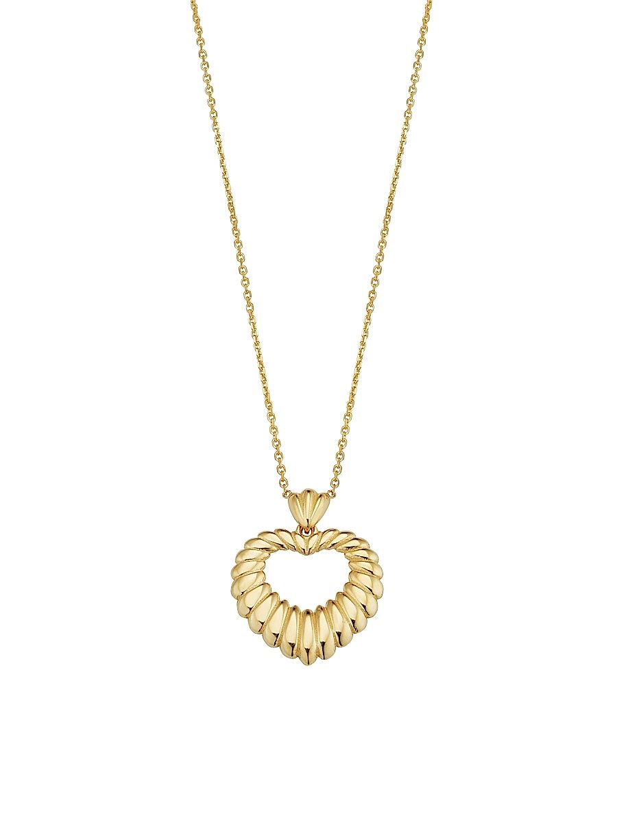Women's 14K Yellow Gold Retro Heart Pendant Necklace - Gold - Size 16