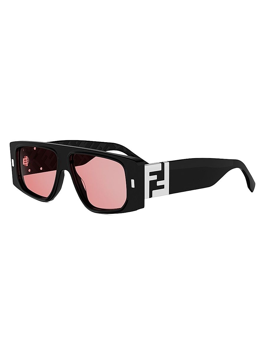 Women's 56MM Rectangular Sunglasses - Shiny Black Violet