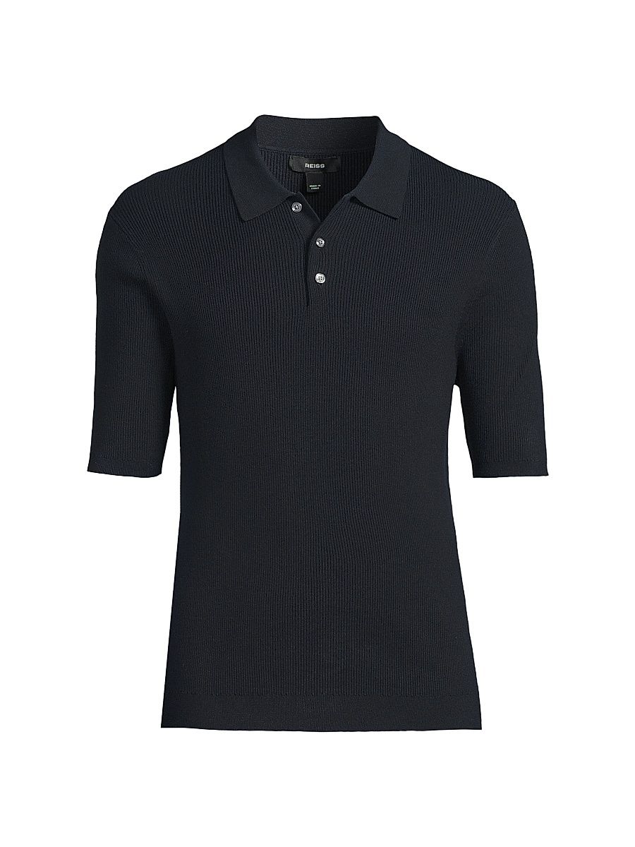Men's Henley Polo Shirt - Navy - Size XL