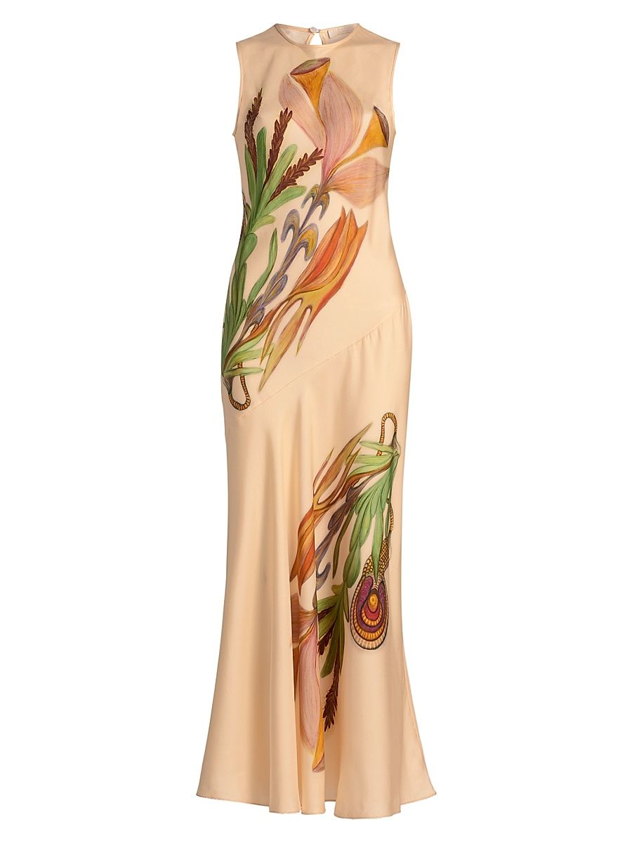 Women's Anna Zemankova Gaea Floral Silk Maxi Dress - Inner Nature - Size 12