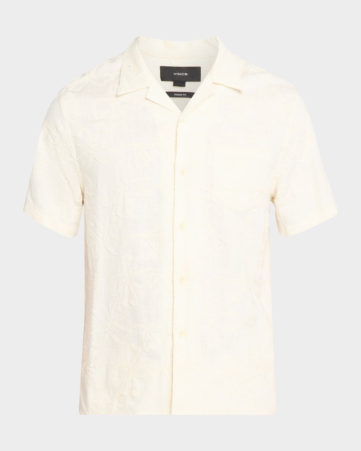 Men & apos;s Tonal Floral Embroidered Short-Sleeve Shirt