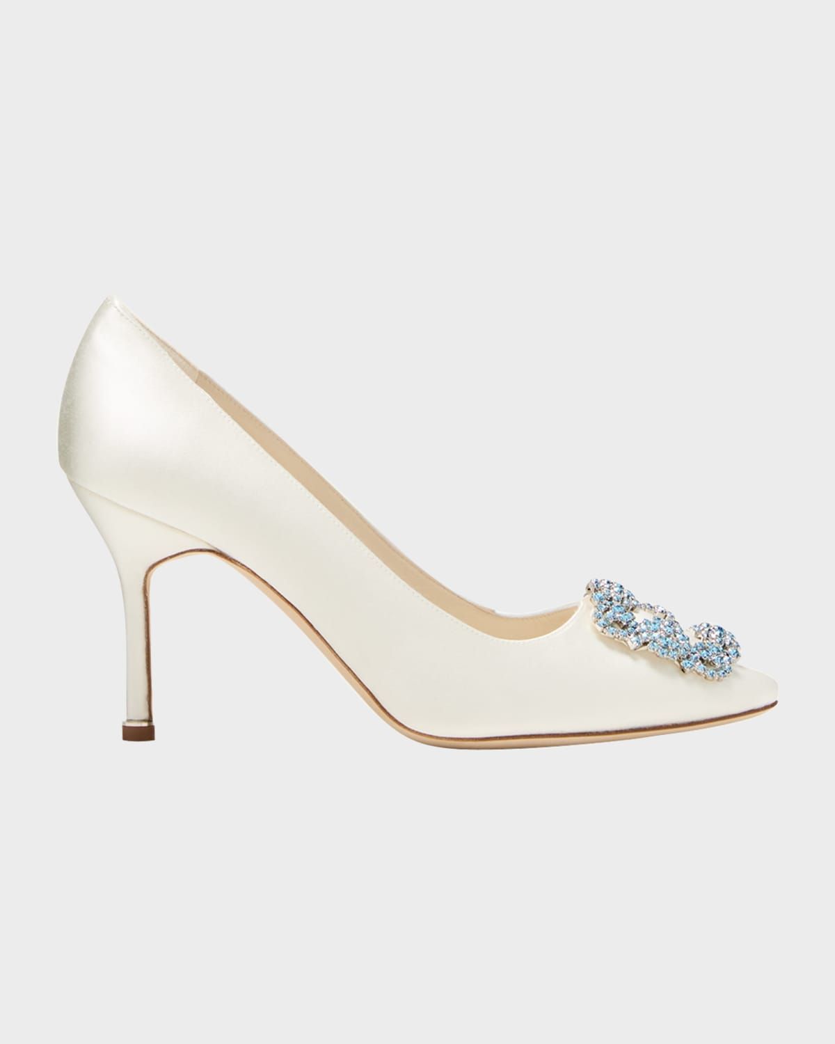 90mm Hangisi Satin Pumps with Crystal Buckle