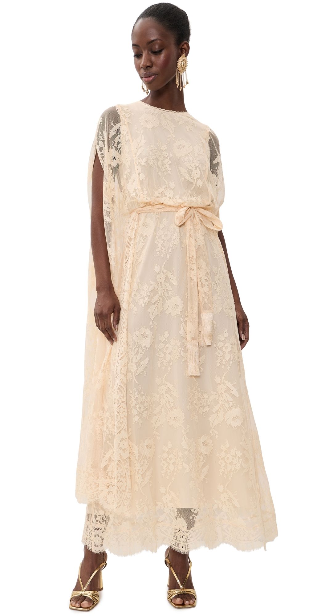 Zimmermann Valiant Lace Caped Maxi Dress Cream 2