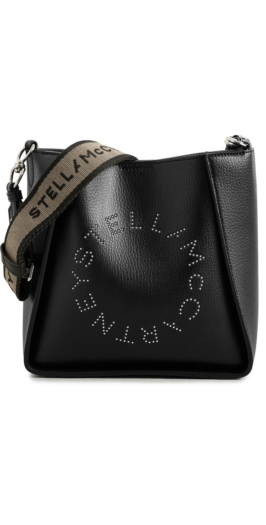 Stella McCartney Studded Logo Eco Embossed Grainy Alter Mat Crossbody Bag Black One Size