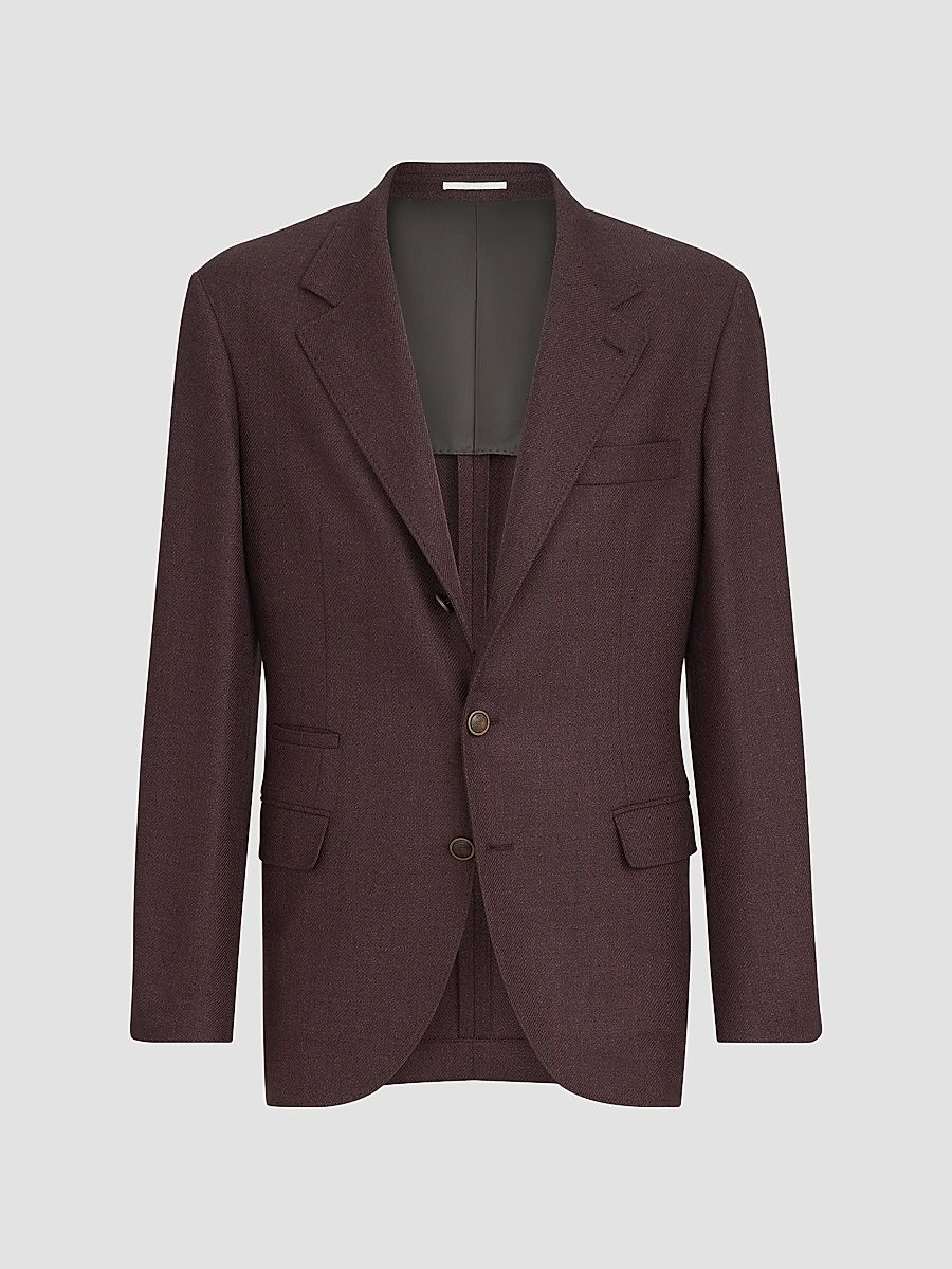 Men's Mouliné Virgin Wool Twill Deconstructed Blazer - Blueberry - Size 34