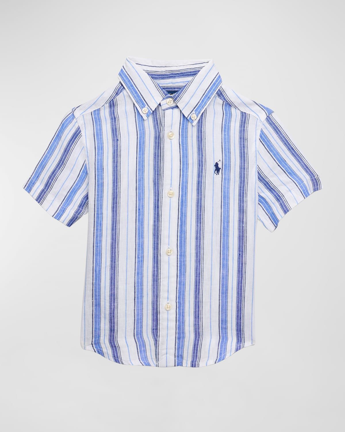 Boy & apos;s Linen Striped Polo Shirt, Size 2-7