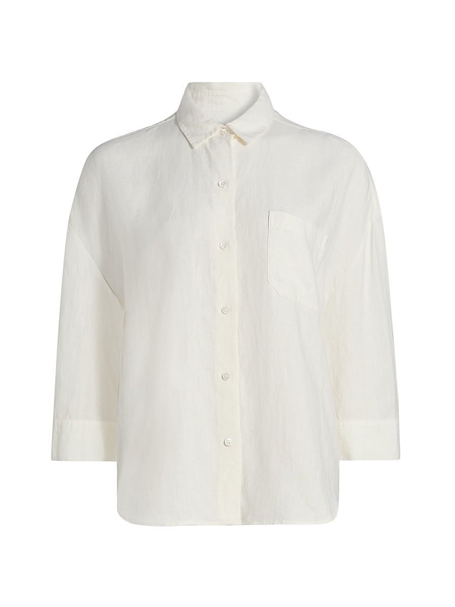 Women's Logan Linen Button-Front Shirt - Ivory - Size Large