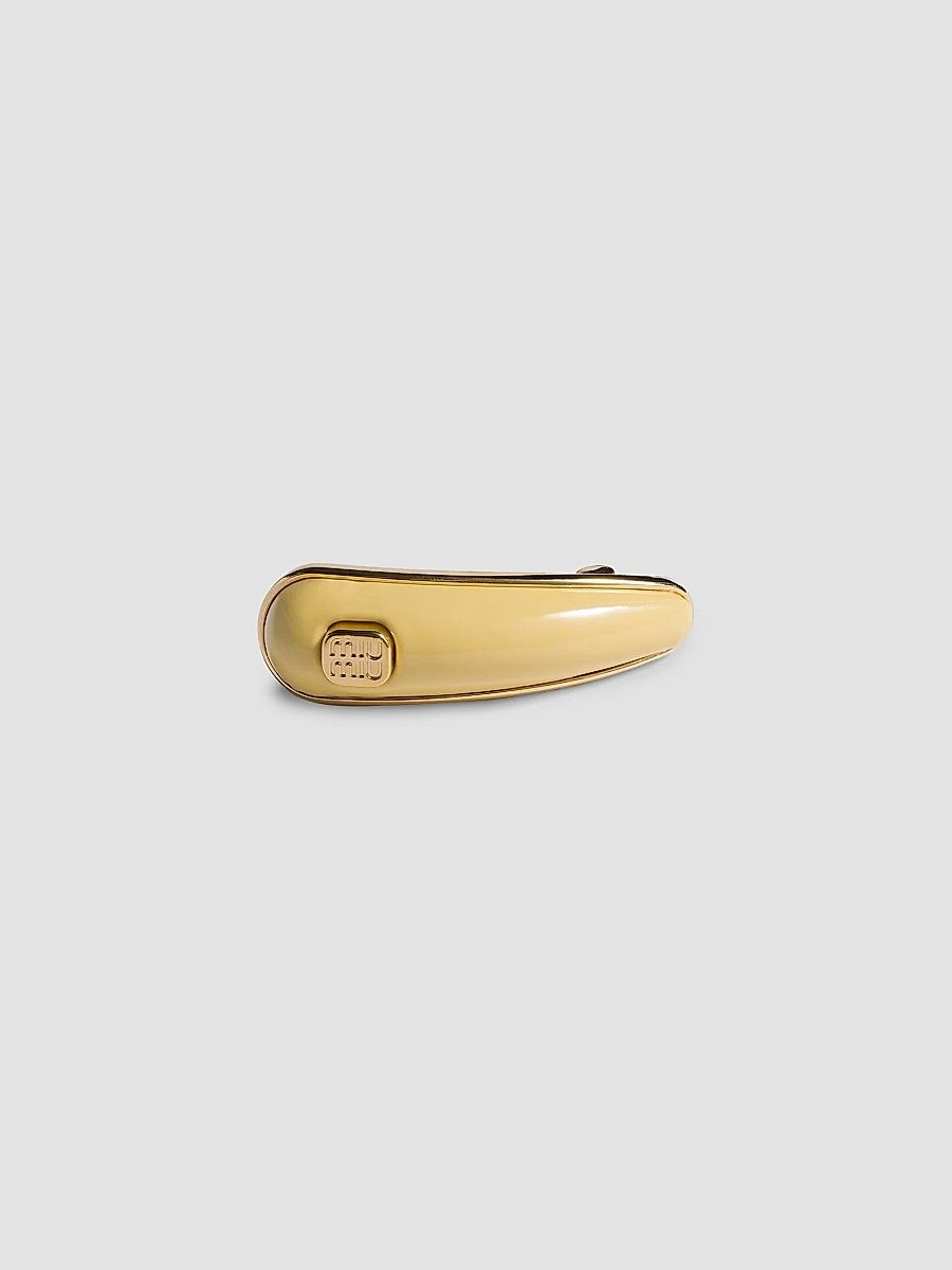 Miu Miu Women's Patent Leather Hair Clip - Yellow