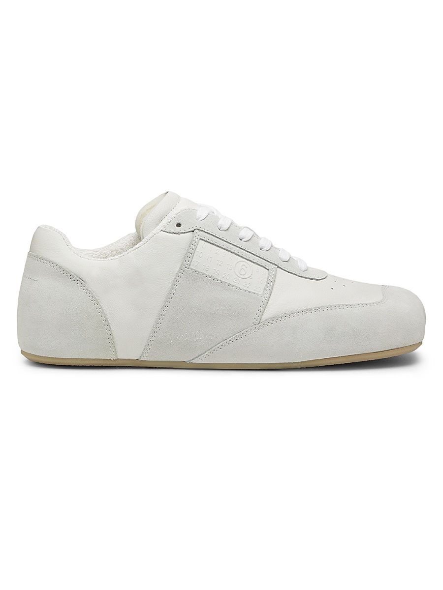 Men's Leather & Suede Sneakers - White - Size 13