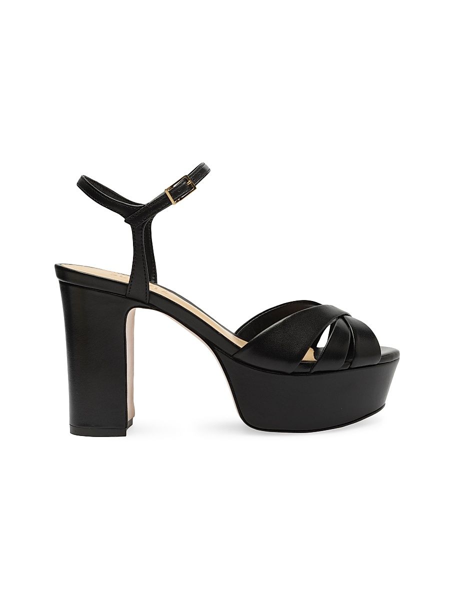 Women's Keefa 100MM Leather Platform Sandals - Black - Size 10.5