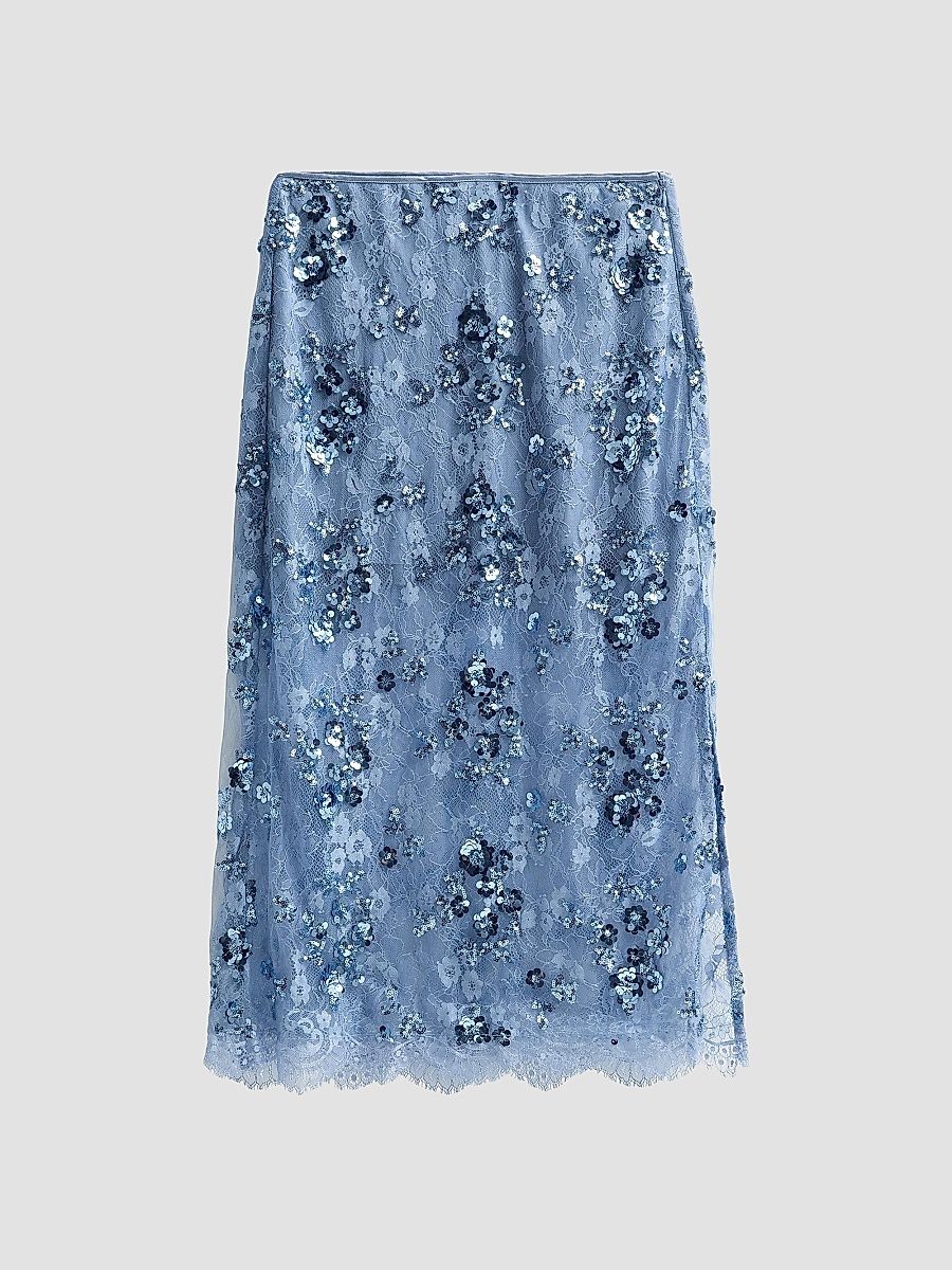 Women's Aylin Sequined Lace Midi-Skirt - Mist - Size 12