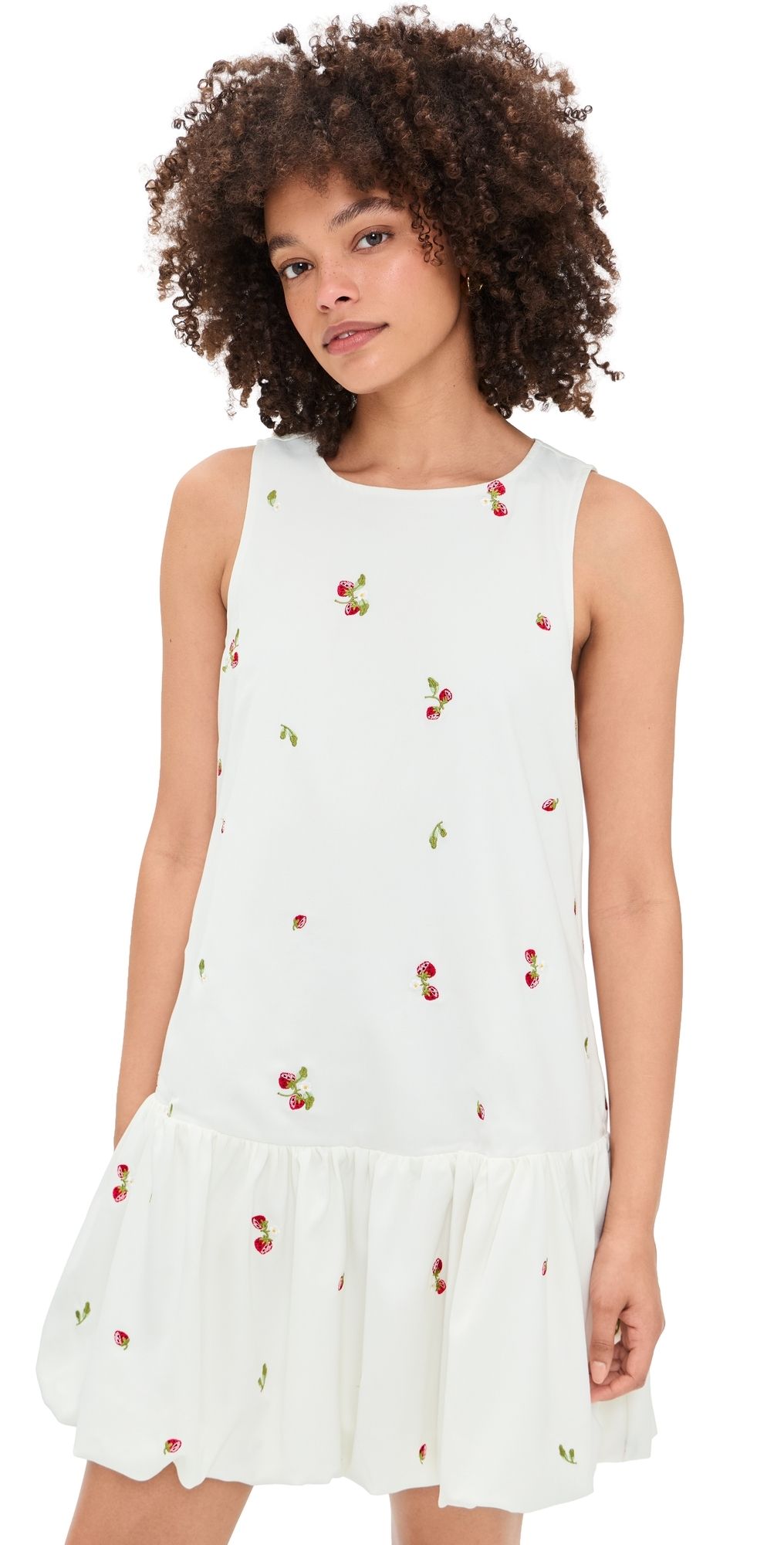 En Saison Strawberry Kiss Bubble Hem Mini Dress White Red Multi S